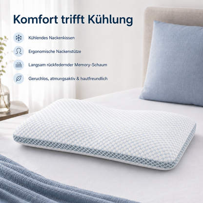 Cooling Kissen +  Bezug – kühler Schlafkomfort für Kopf & Nacken